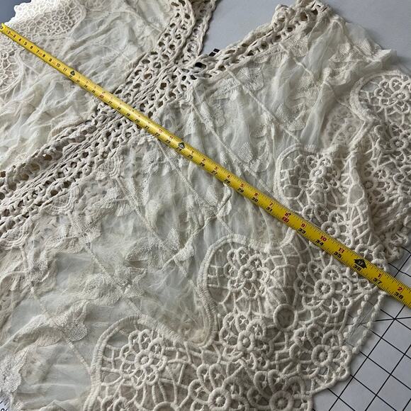 XCVI Lace Crochet Sheer Swim Cover Up Beach Women Size Large Cream Off White - Picture 4 of 12